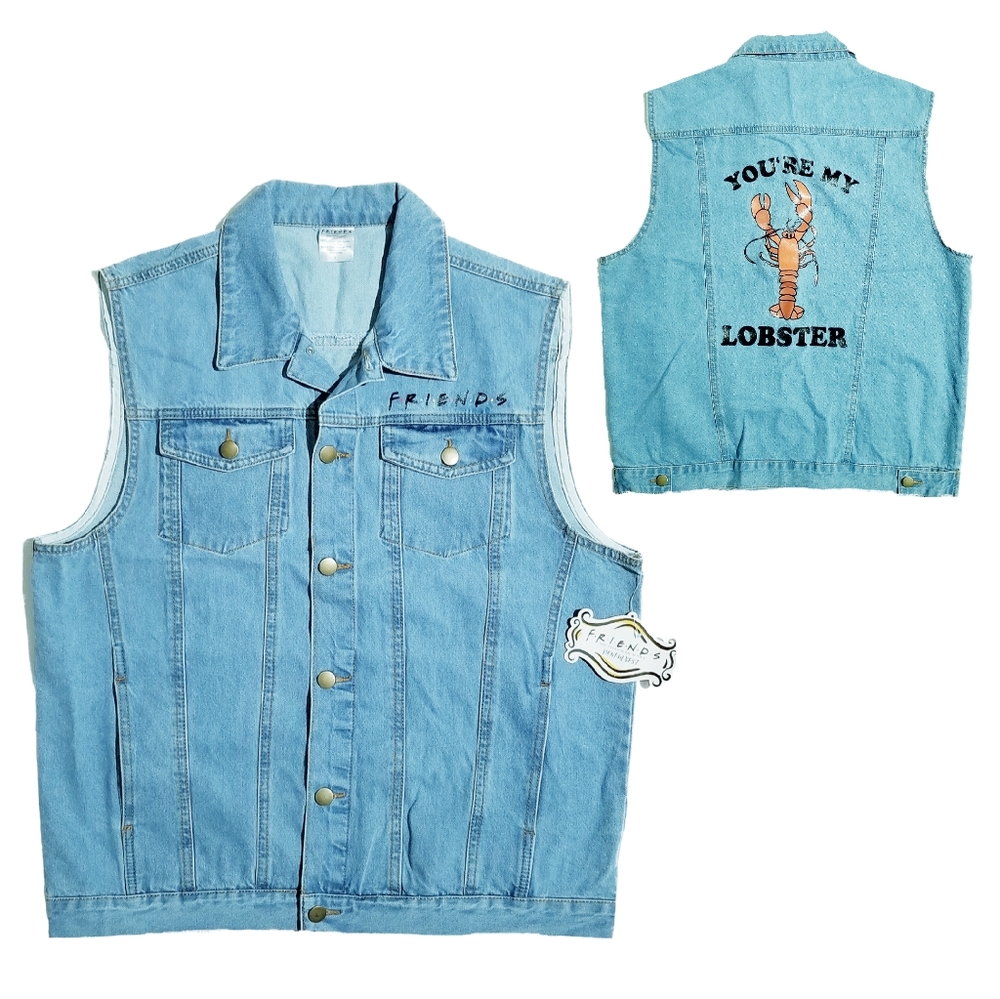 Friends TV Show Womens You're My Lobster Denim Vest Size Large NWT